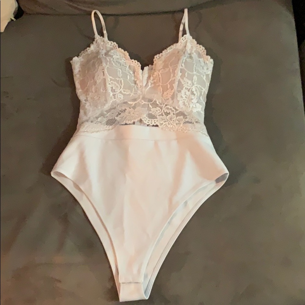 Small and medium white lace one piece top/lingerie